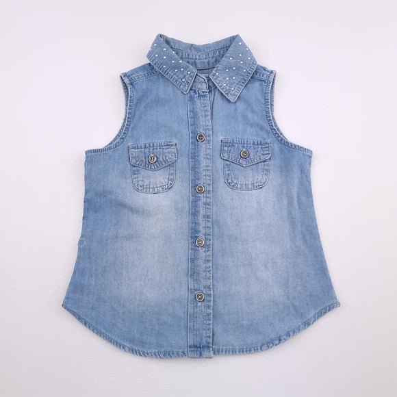 1-2Y Girls Denim Sleeveless with Studs Top - Real Clothing