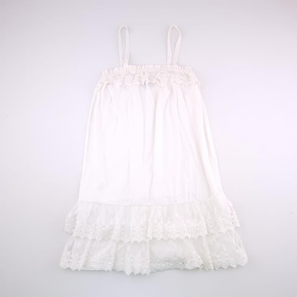 9-10Y Girls White With Embroided Detail Dress - Gap