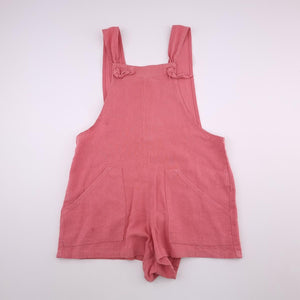 7-8Y Girls Pink Dungaree Shorts - Cotton On
