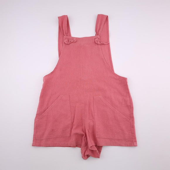 7-8Y Girls Pink Dungaree Shorts - Cotton On