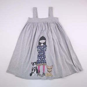 9-10Y Girls Grey Mushroom Dress With Girl And Dogs - Marc Jacobs