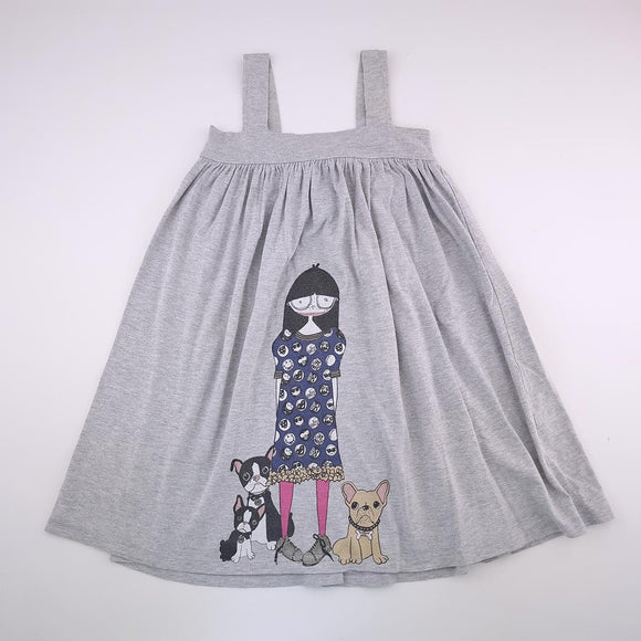 9-10Y Girls Grey Mushroom Dress With Girl And Dogs - Marc Jacobs