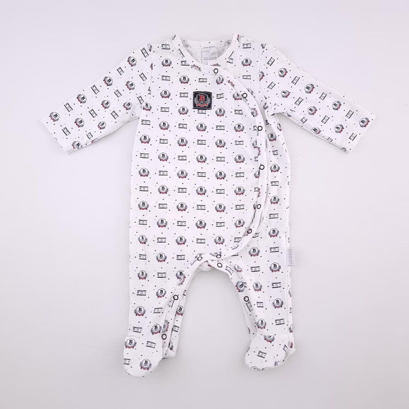 0-3M Boys White with Boys Emblem Onesie - Stummer