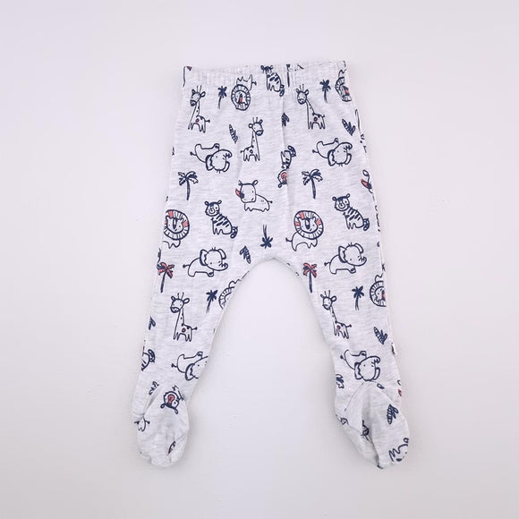 0-3M Boys Grey With African Animals Leggings - Woolworths
