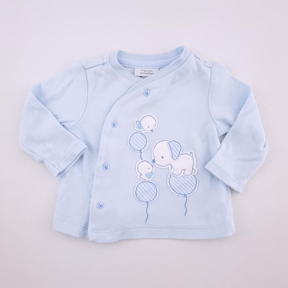 0-3M Boys Blue with Dog And Bird Button Top - Primo Corredino