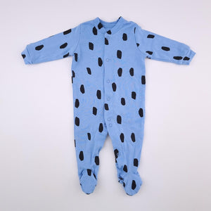 0-3M Boys Blue With Black Dots Onesie - Woolworths