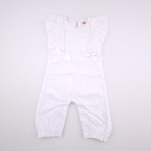 <b><span style="background-color: #ee1f44"><font color="white">&nbsp;*NEW*&nbsp;</font></span></b> 18-24M Girls White Jumpsuit With Bow - Shein