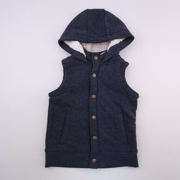 5-6Y Boys Dark Blue Sleeveless Fleece wIth Hoodie - Real Clothing