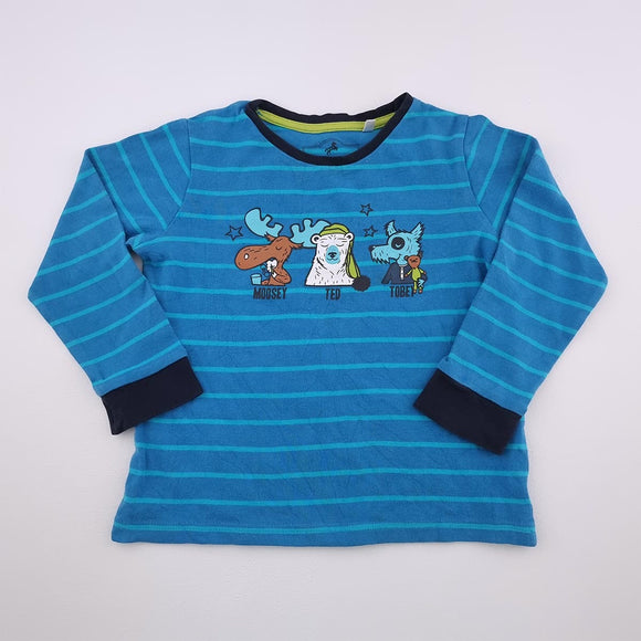 6-7Y Boys Blue With Stripes And Animals Top - Palomino's
