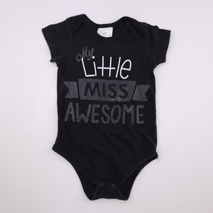 12-18M Girls Black Little Miss Awesome Onesie - Real Clothing