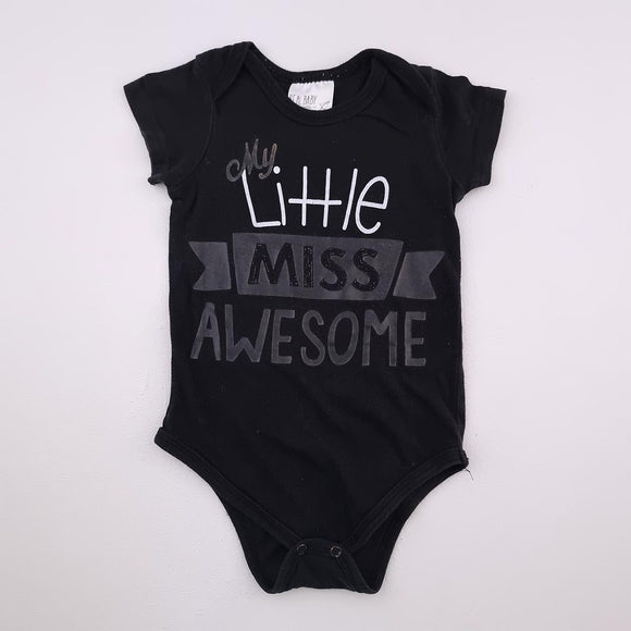 12-18M Girls Black Little Miss Awesome Onesie - Real Clothing