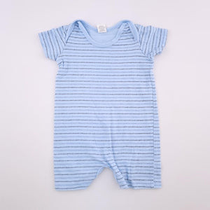 0-3M Boys Blue With Stripes Romper - Tiny Tots
