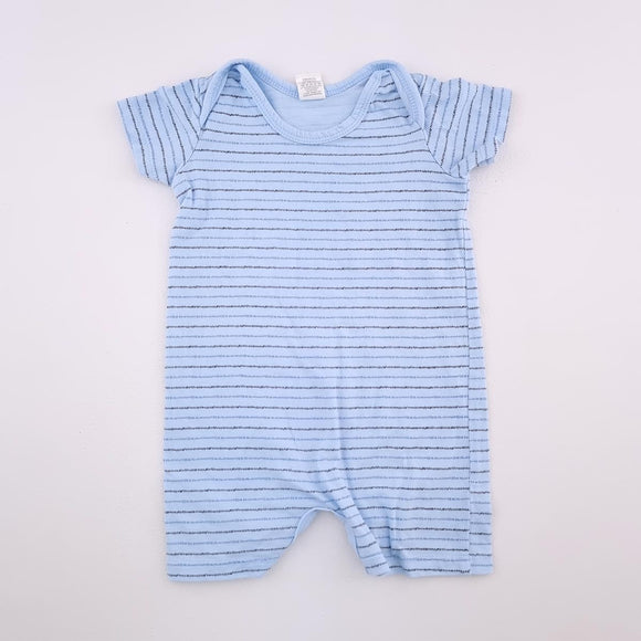 0-3M Boys Blue With Stripes Romper - Tiny Tots