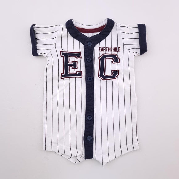 0-3M Boys White Baseball Romper - Earth Child