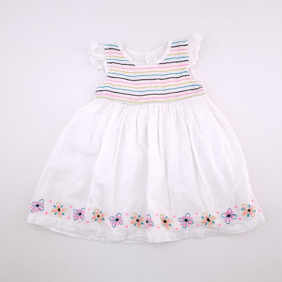 12-18M White With Stripes Dress - Woolworths