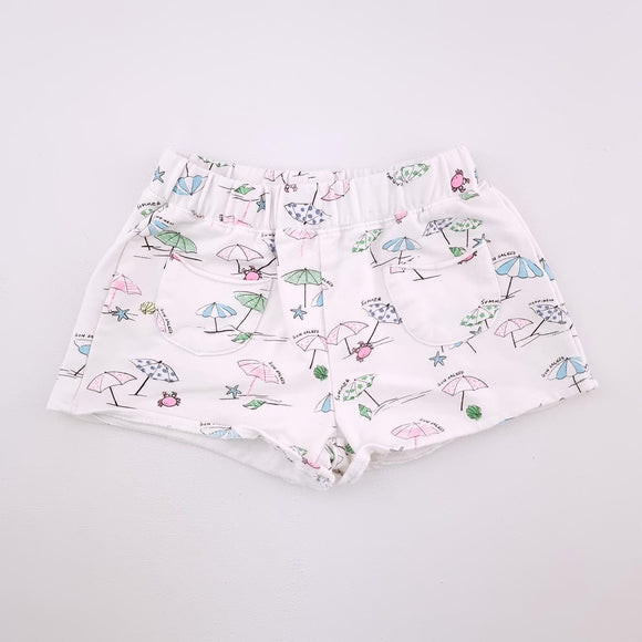 6-7Y Girls White With Beach Holiday Shorts - Zara