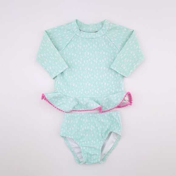3-6M Girls Green With White And Pink Dot Swim Set - Woolworths