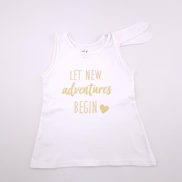 6-7Y Girls White Let New Adventures Begin Shirt - Woolworths