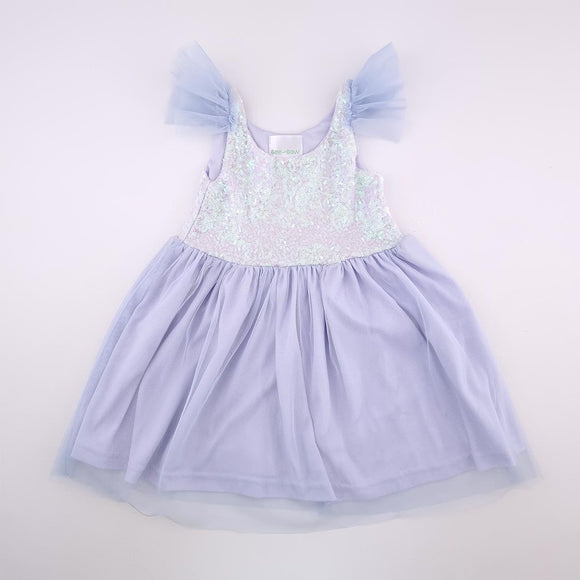 2-3Y Girls Blue With Tulle and Sequence Dress - See Saw