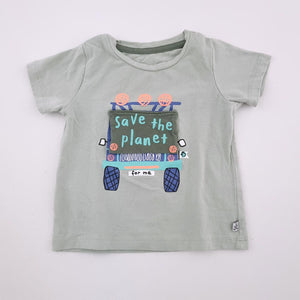 3-6M Boys Green Save The Planet Shirt - Woolworths