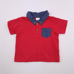 6-12M Boys Red With Denim Pocket - Edgars 123