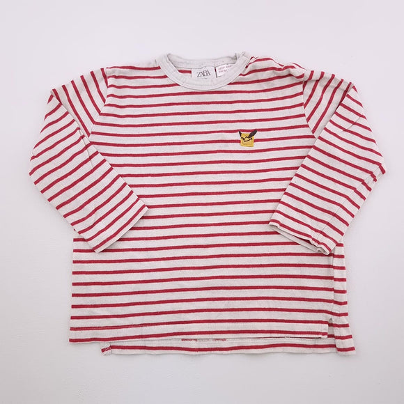 18-24M Boys White With Red Stripes Long Sleeve Shirt - Zara