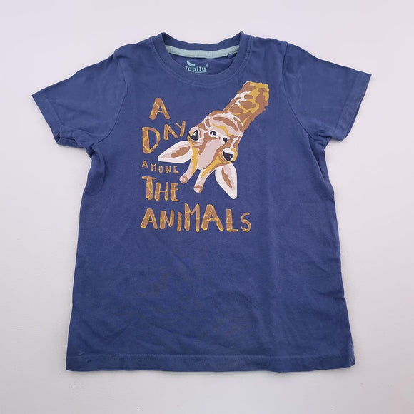 5-6Y Boys Blue With Giraffe Shirt - Lupilu