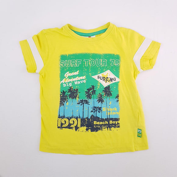 3-4Y Boys Yellow Surf Tour Shirt - Bertie