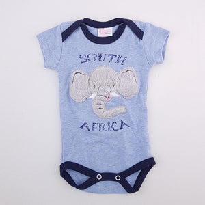 0-3M Boys Blue With Elephant South Africa Onesie - Naughty Monster