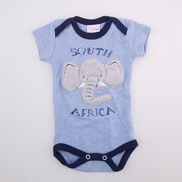 0-3M Boys Blue With Elephant South Africa Onesie - Naughty Monster