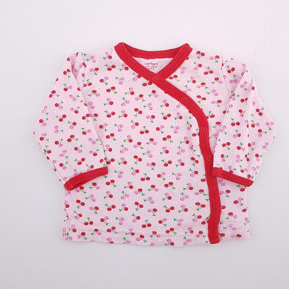 3-6M Girls Pink With Cherries Long sleeve Top - Carters