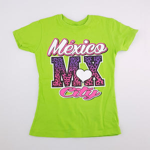 4-5Y Girls Mexico City Green Shirt - Caribbean