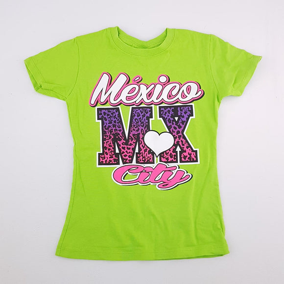 4-5Y Girls Mexico City Green Shirt - Caribbean