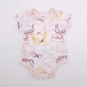 3-6M Girls White With Girl Faces Onesie - Mama's and Papa's