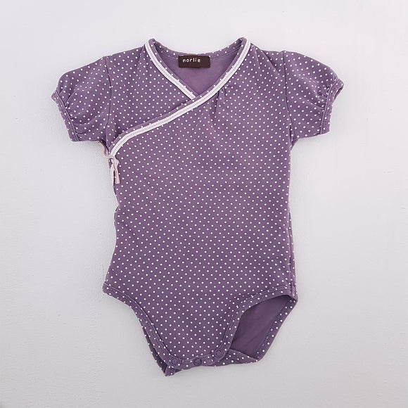 3-6M Girls Purple With White Dots Onesie - Norlie