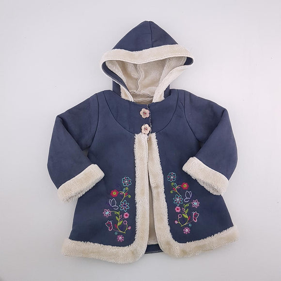 2-3Y Girls Blue With Flowers And Wool Jacket - Woolworths
