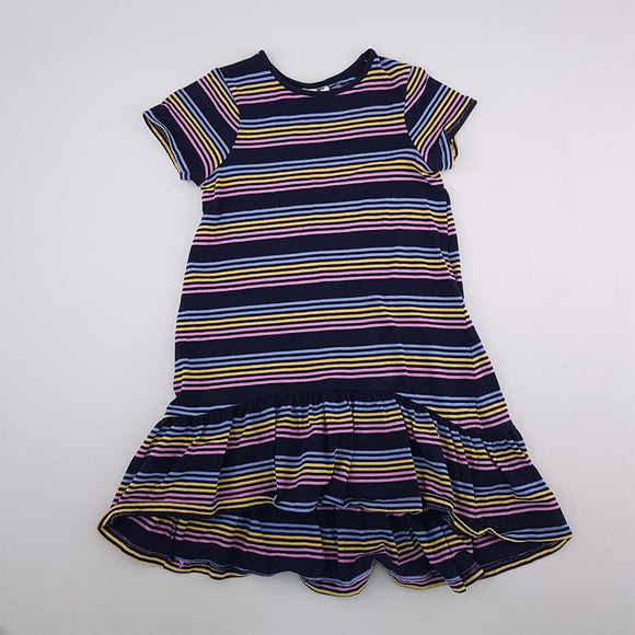 5-6Y Girls Black with Yellow, Pink and Blue Stripes Dress - Cotton On