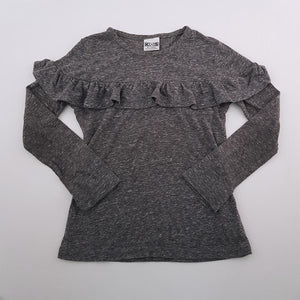 6-7Y Girls Grey With Frill Long Sleeve Shirt - KDS
