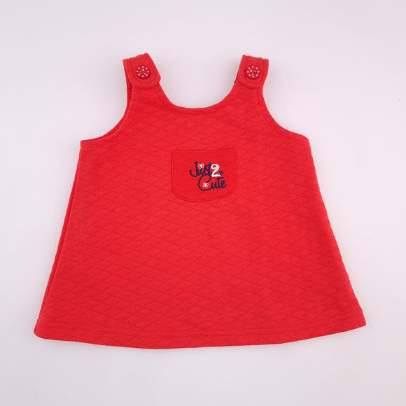 6-9m Girls Red Waffel With Pocket Dress - Edgars 123