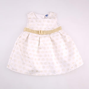 3-6M Girls White With Gold Fancy Dress - Ackermans