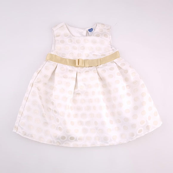 3-6M Girls White With Gold Fancy Dress - Ackermans