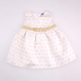 3-6M Girls White With Gold Fancy Dress - Ackermans