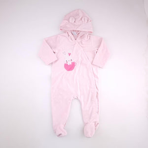 6-12M Girls Pink With Hearts And Bunny Sleepsuit - Ackermans