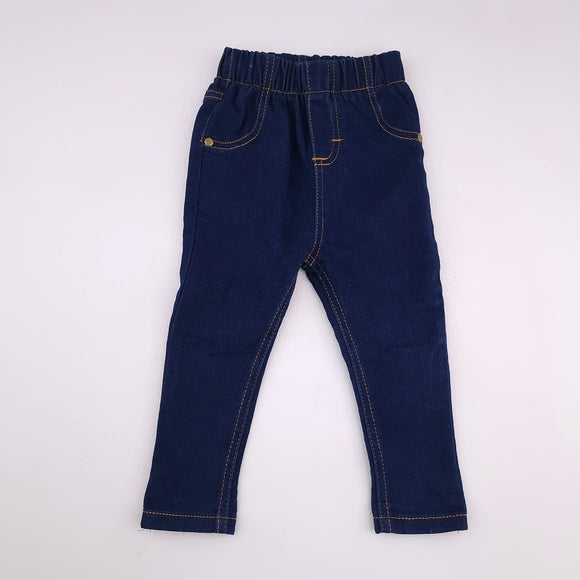 12-18M Girls Blue  With Gold Stitch Jean Stretch Pant - Ackermans