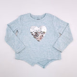 5-6Y Girls Blue With Sequence Heart Long Sleeve Thick Top - Woolworths