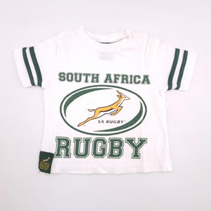 <b><span style="background-color: #FFC808"><font color="black">&nbsp;*PLAYGROUND*&nbsp;</font></span></b> 18-24M Boys White Springbok Shirt - SA Rugby