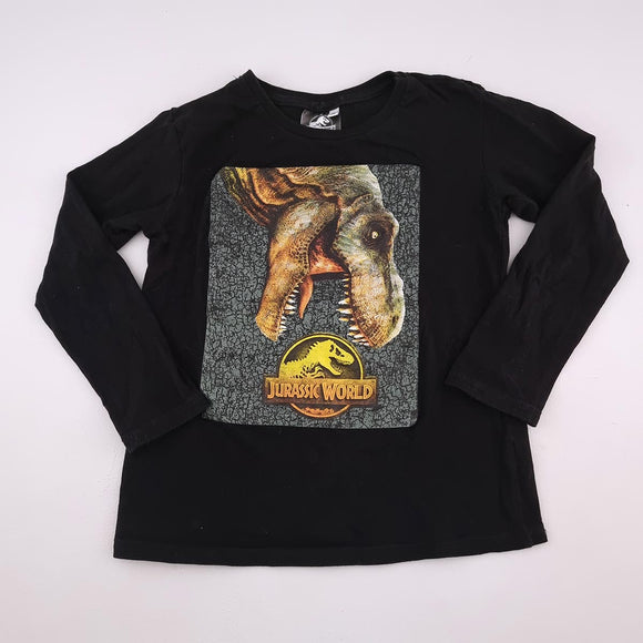8-9Y Boys Black With Dinosaur Long Sleeve Shirt - Jurassic Park