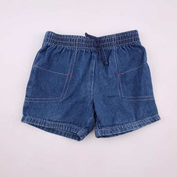 3-6M Girls Denim With Blue Draw String Short - Woolworths