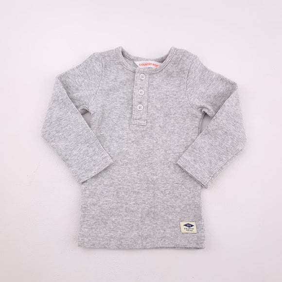 Newborn Unisex Grey Shirt With Buttons - Country Road