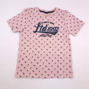 8-9Y Boys Pink With Palm Trees and Writing Shirt - LTD